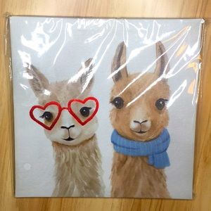 NIP Llama Canvas Artwork Wall Hook Home Decor